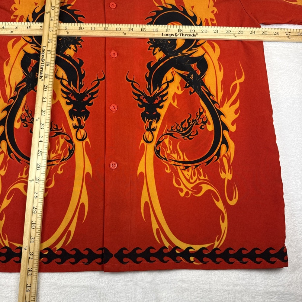 Dragonfly Clothing Dragon Tribal Vintage Y2k Camp Shirt Men's XXL Orange Red - Picture 3 of 4
